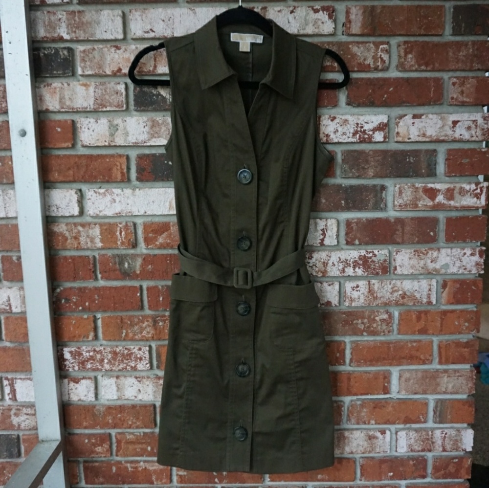 Michael Kors Army Green Button Dress